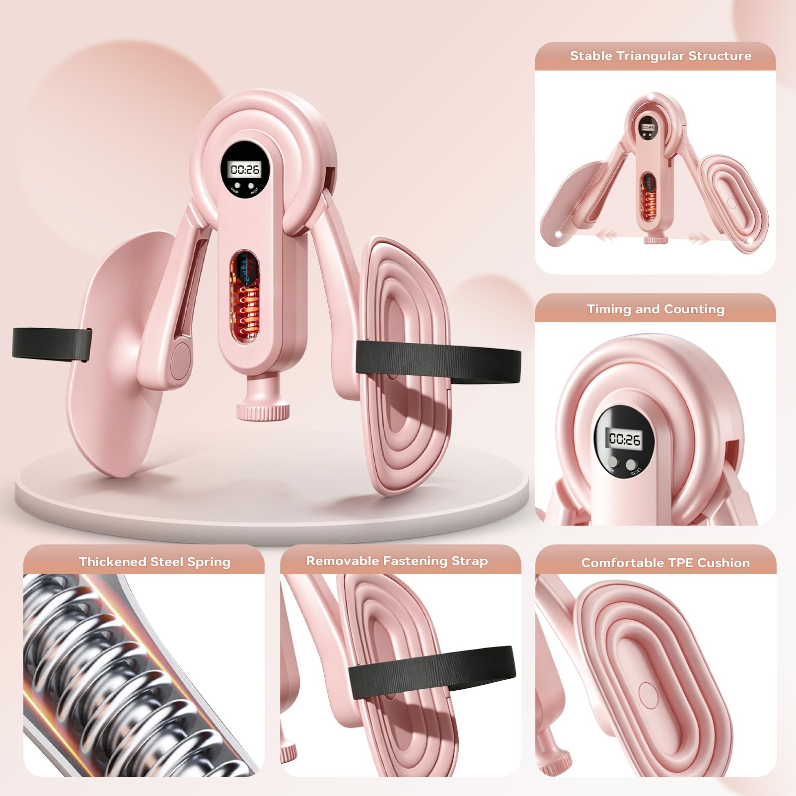 Attrezzo Interno Coscia,Pelvino Allenatore Pelvico Maschile,0–60 kg – Resistenza Regolabile, Kegel Pavimento Pelvico Donna Uomo, Attrezzi palestra Casa con Cinghie Fisse per Braccia, Cosce e Fianchi