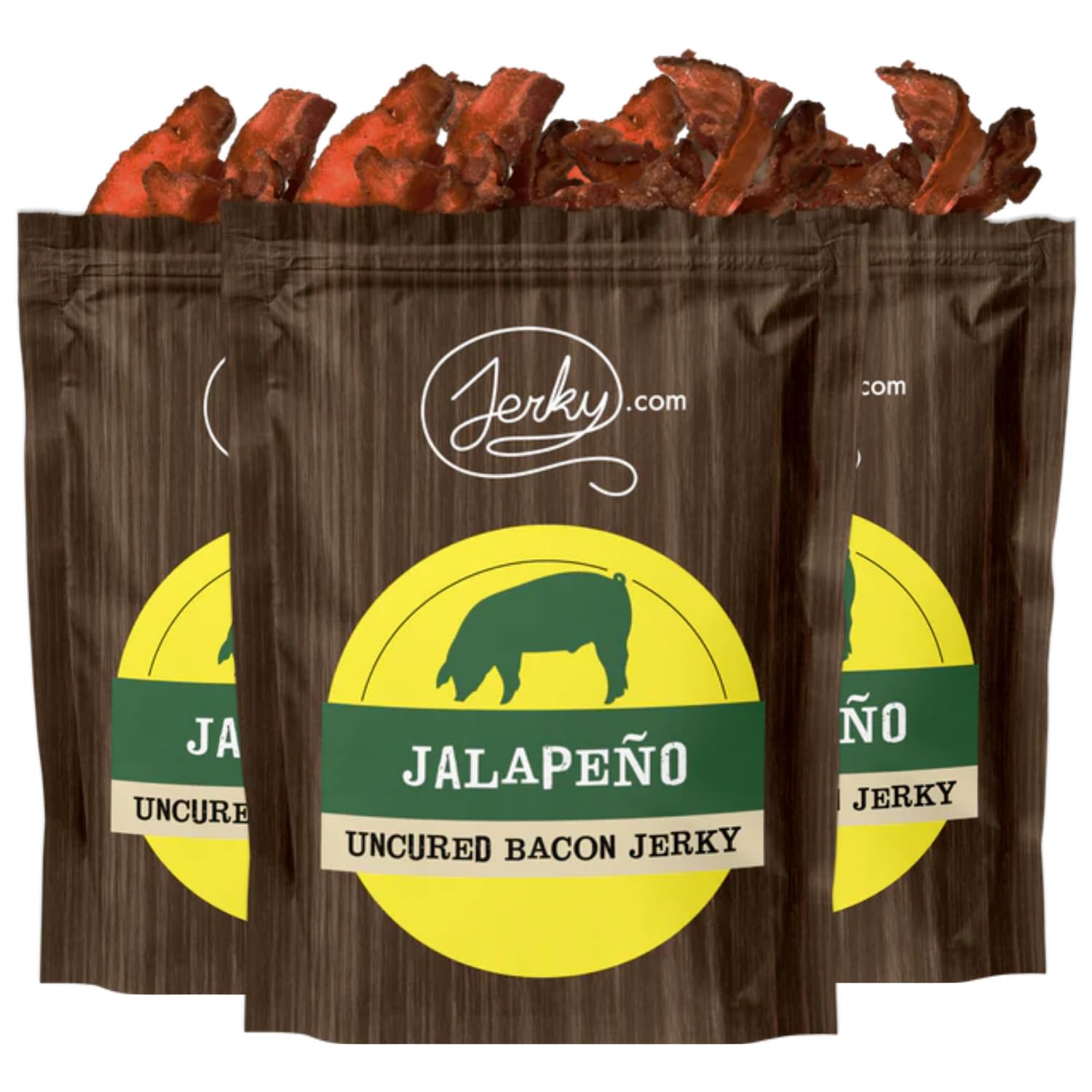 Jalapeno Bacon Jerky - 3 PACK - Made with REAL Bacon and Spicy Jalapenos - World Famous, Small Batch Jerky - 5.25 oz. total