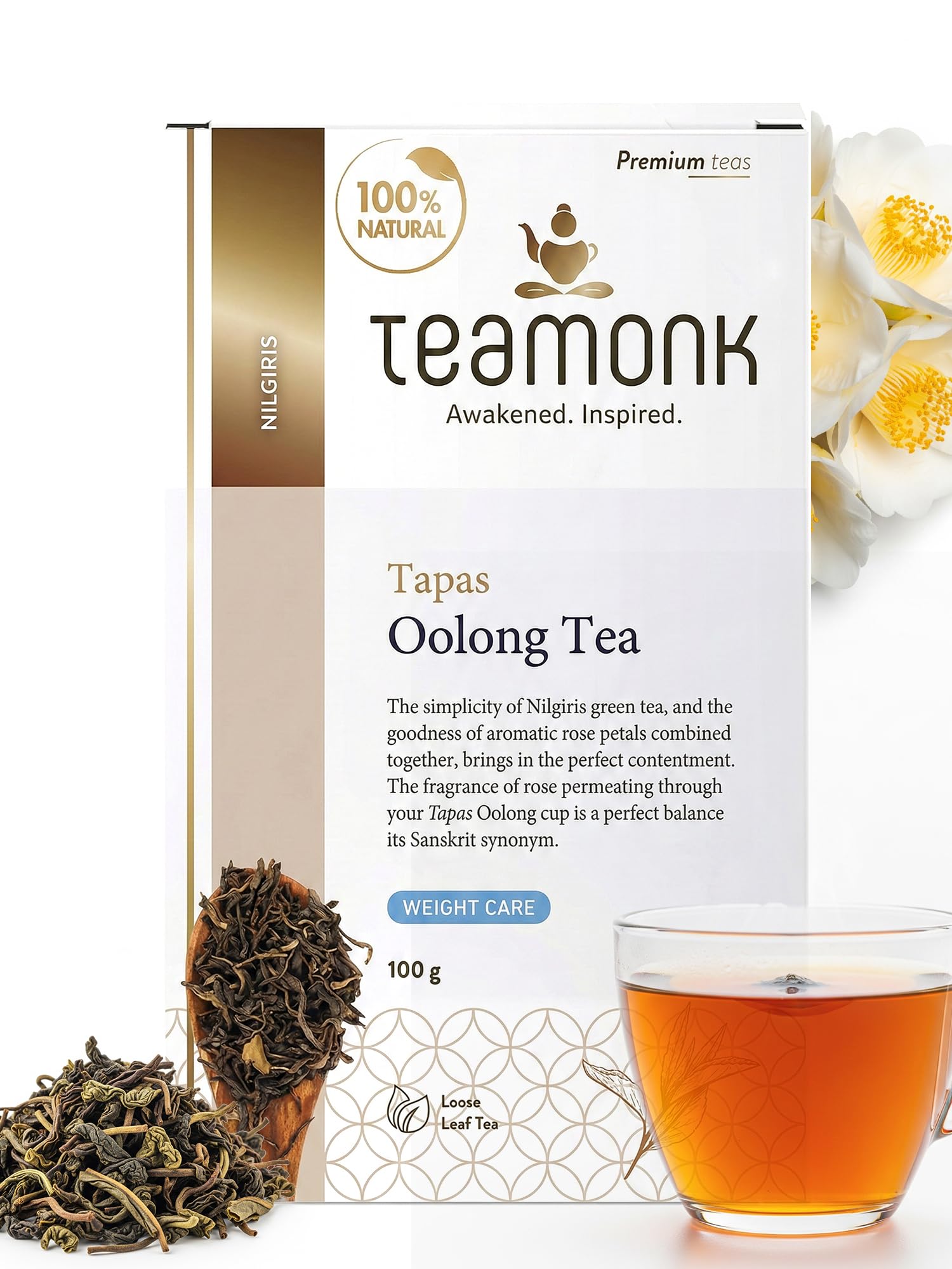 Teamonk - Tapas Oolong Tea Leaves 100g (Makes 50 Cups) | USDA Certified Organic Darjeeling Tea | Pure and Herbal | Promotes Overall Wellbeing | No Oils, Artificial Aroma, or Taste Enhancers
