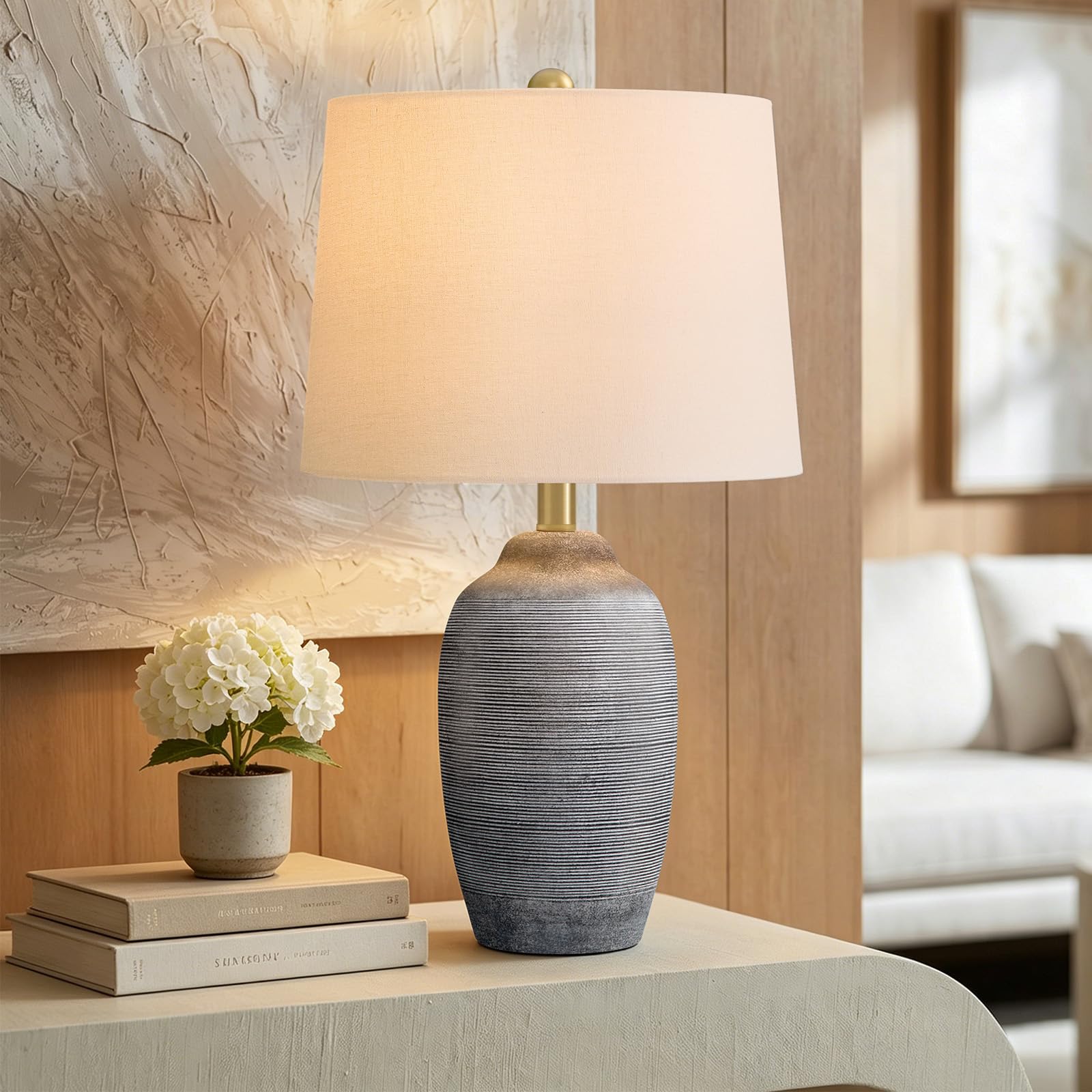 Photo 1 of Vortether Ceramic Table Lamp, 24.5", Retro Gray