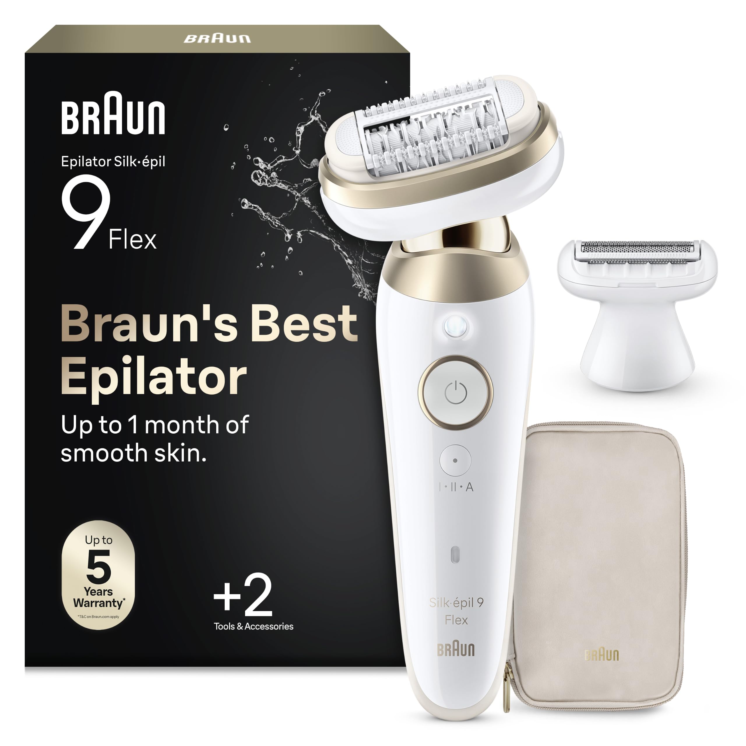 Braun Epilateur Electrique Pour Femmes Silk-épil 9 9-041 3D, Tête Flexible 360°, Etanche, Sans Fil, Kit D’Epilation Avec Tête De Rasoir, Sabot Tondeuse, Rouleaux Massage, Pour Tondre Et Raser