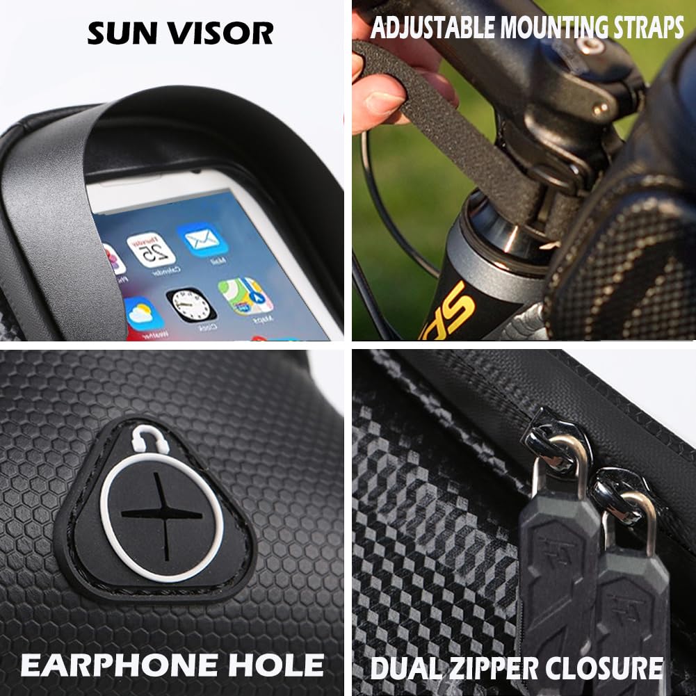 QSPORTPEAK Borsa per telaio anteriore del telefono della bicicletta/della bici, borsa del tubo, sacchetto di ciclismo, impermeabile, accessori della bici