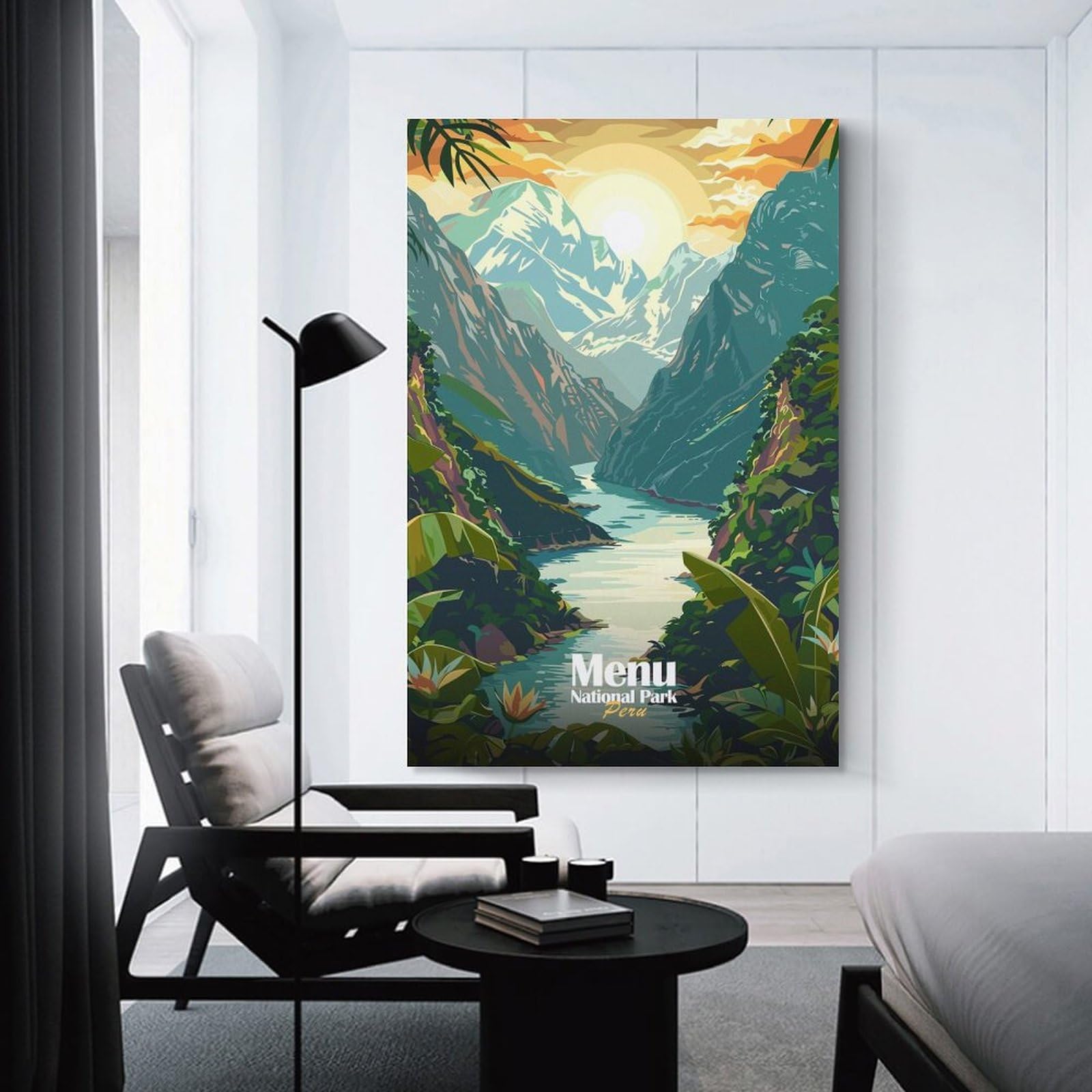 Junmoney Peru National Park Landscape Illustration Canvas Wall Decor 12x18inch(30x45cm), for Home Lounge, Bedroom Or Reading Nook, A Home Accent with Warm Character