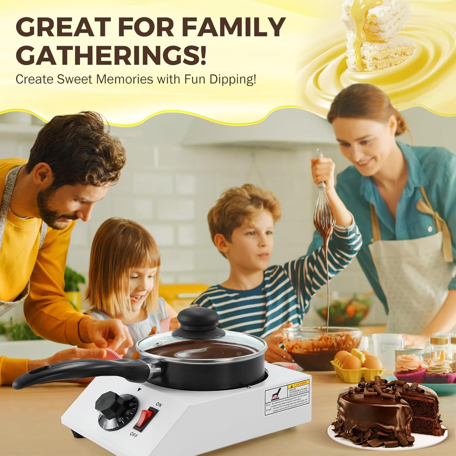 Macchina per sciogliere il cioccolato, apparecchio elettrico di rinvenimento con controllo della temperatura 30-80 ℃ per feste, compleanni, matrimoni