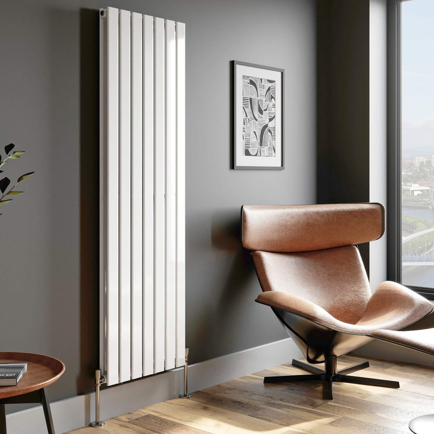 DuraTherm® 1800 x 532mm White Vertical Designer Radiator Double Column Flat Panel Modern Central Heating Panel Bathroom Radiators