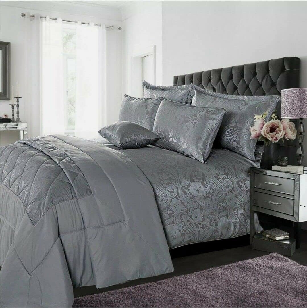 Prime Linens Luxury Quilted Jacquard Bedspreads Bed Throw 3 Piece