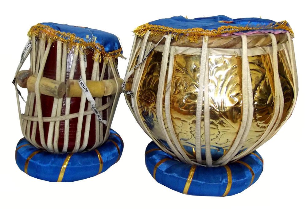 Trading dukan Stunning Engraved Heavy Brass and Rosewood Tabla Set