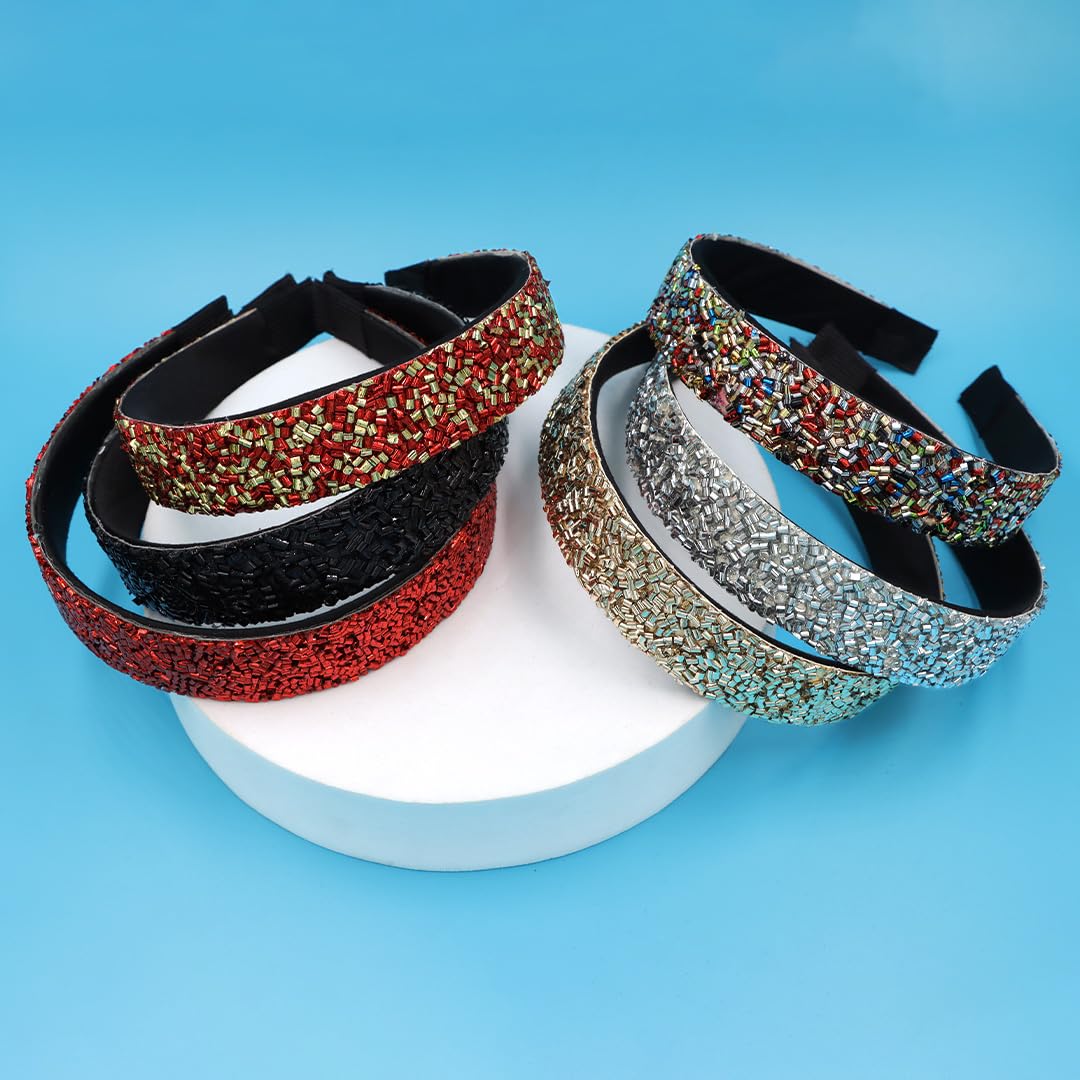 Myra Collection Pack Of 6 Pcs Cute And Elegant Random Colour Shining Colorfull Crystal Plastic Hair Bands/Headbands Hait Accessories For Girls And Women (Multicolor)