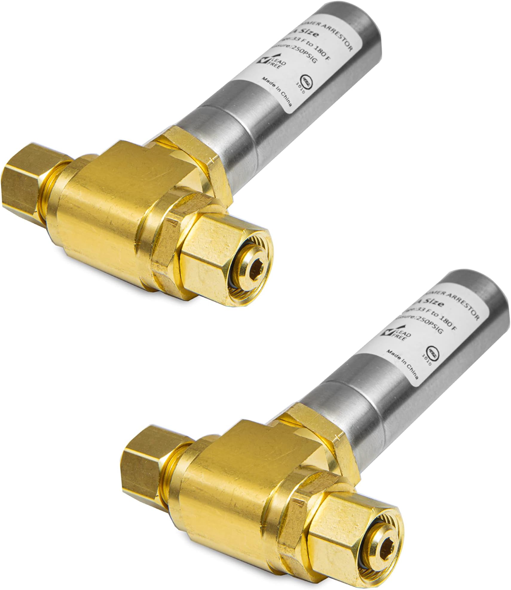 - 2-Pack EFIELD MH-231-2-FM Tee Stainless Steel Water Hammer Arrestor,3/8" OD Comp. X 3/8" OD Female Comp. For Faucet, Dishwasher Connection,(HAMMER013-2PCS)