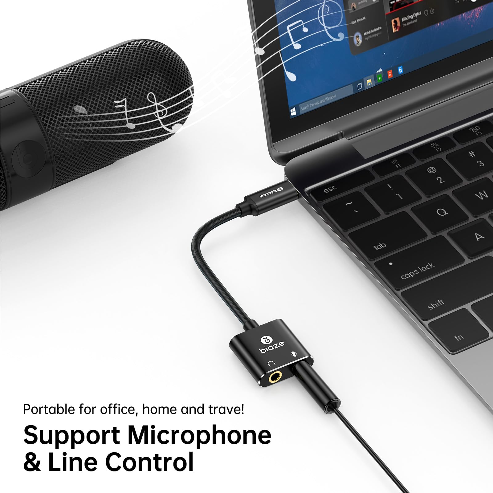 Adaptador de audio USB C a conector de 3,5 mm, tarjeta de sonido externa con auriculares de 3,5 mm y micrófono TRS Jack a USB C, compatible con Windows, portátiles, computadoras de escritorio, Windows