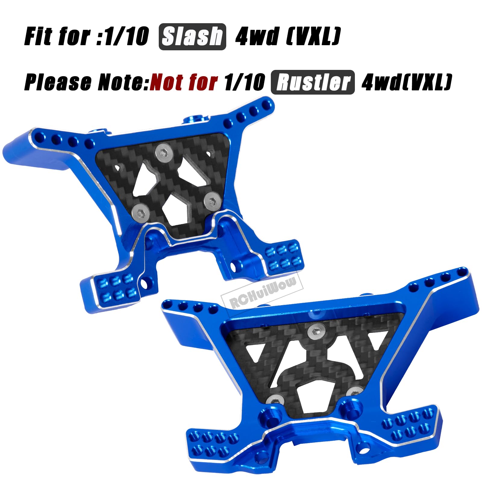 RCHuiWow RC Shock Towers Upgrades Part for 1/10 Slash 4x4 (VXL),Alloy Front and Rear Shock Towers,Navy Blue