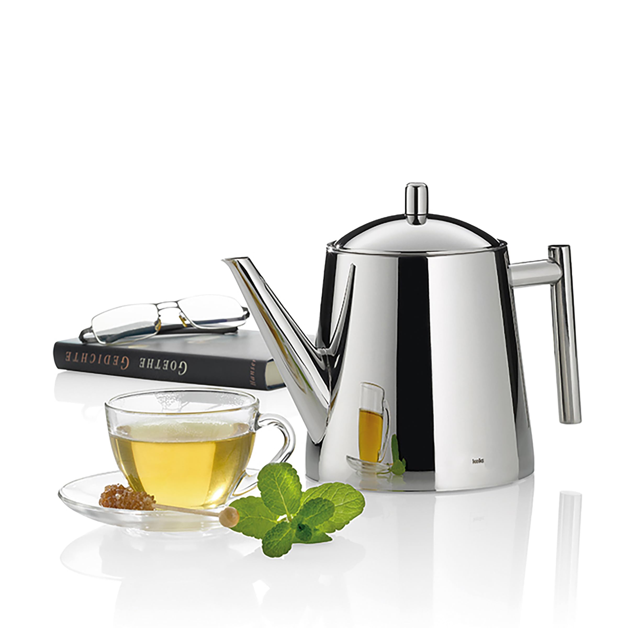 kela Théière avec filtre, théière en acier inoxydable 1,7 l ANCONA, théière pour thé en vrac et sachets de thé, bouilloire à thé