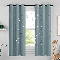 Vista 56 de NICETOWN - Cortinas para habitación de niños con estrellas de corte láser, cortinas de ventana opacas para guardería para bloquear la luz y reducir