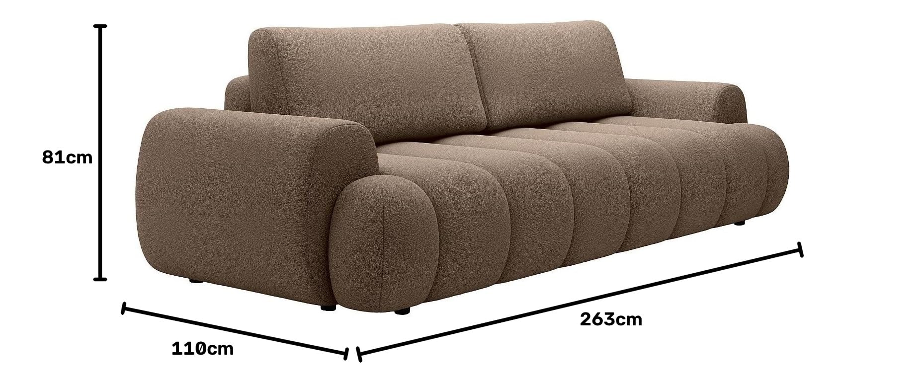 Vente-unique - Canapé 4 Places Convertible en Tissu Taupe FRIDORA