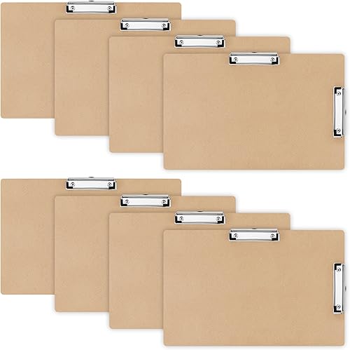 Henoyso Portapapeles de madera de 11 x 17 pulgadas con clip de perfil bajo, clip de paisaje doble marrón, tablero de dibujo de tablero duro,