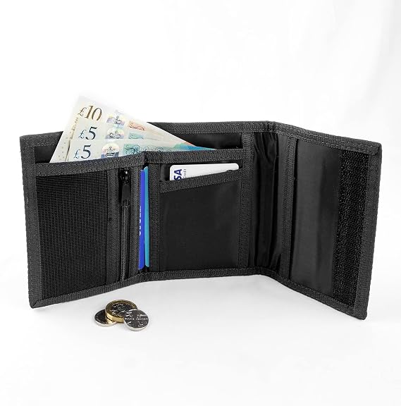 Sports Wallet for Boys Men Trifold Canvas Coin Pocket Card Holder (Grey)
