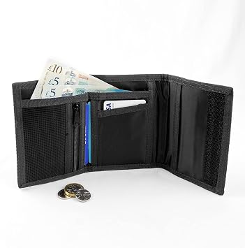 Sports Wallet for Boys Men Trifold Canvas Coin Pocket Card Holder (Grey)