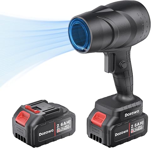 DOZAWA Turbo Jet Blower, Cordless Turbo Super Power Air Duster, 130MPH Mini Leaf Blower Cordless, Turbo Dryer Blower for Car, 21V Car Dryer Air Blower(Battery Included)