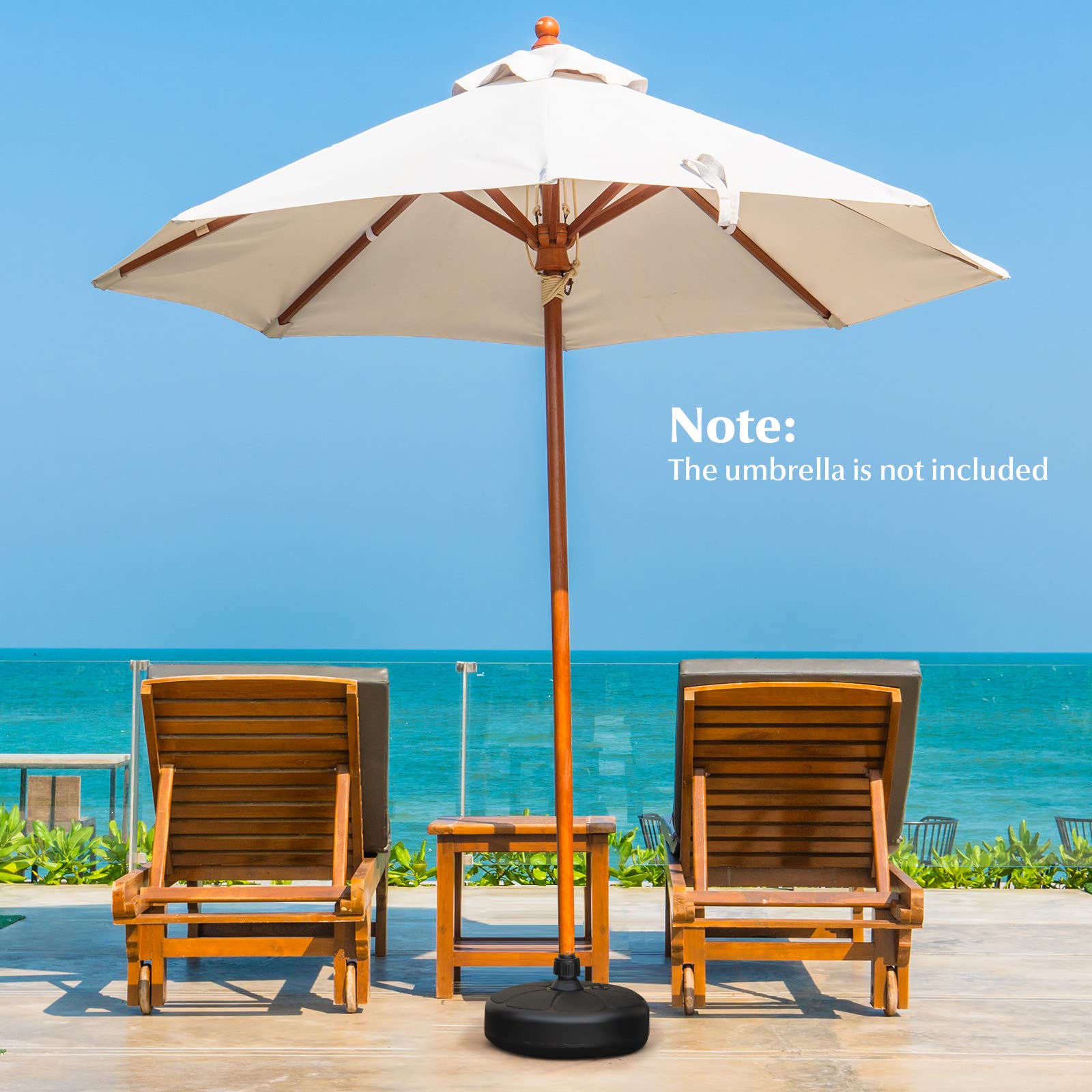 KOMFOTTEU Parasolstandaard, te vullen met water of zand, parasolstandaard voor parasolstokken van 38/48 mm, parasolvoet met handvat, marktparaplustandaard voor tuin, terras, strand (model 2