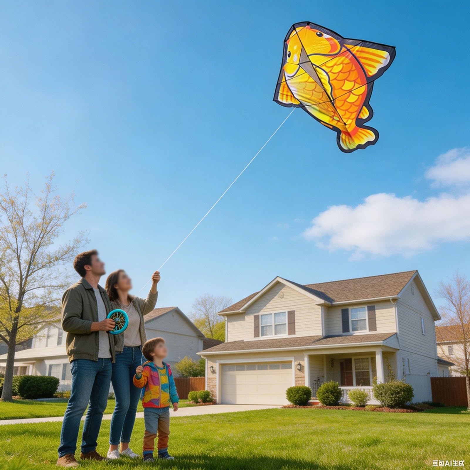 Einleiner-Koi-Drachen, 210T Ripstop-Gewebe mit Rolle, einfach zu fliegen für Anfänger und Erwachsene, Outdoor-Aktivitäten(String1312ft,39x44in)
