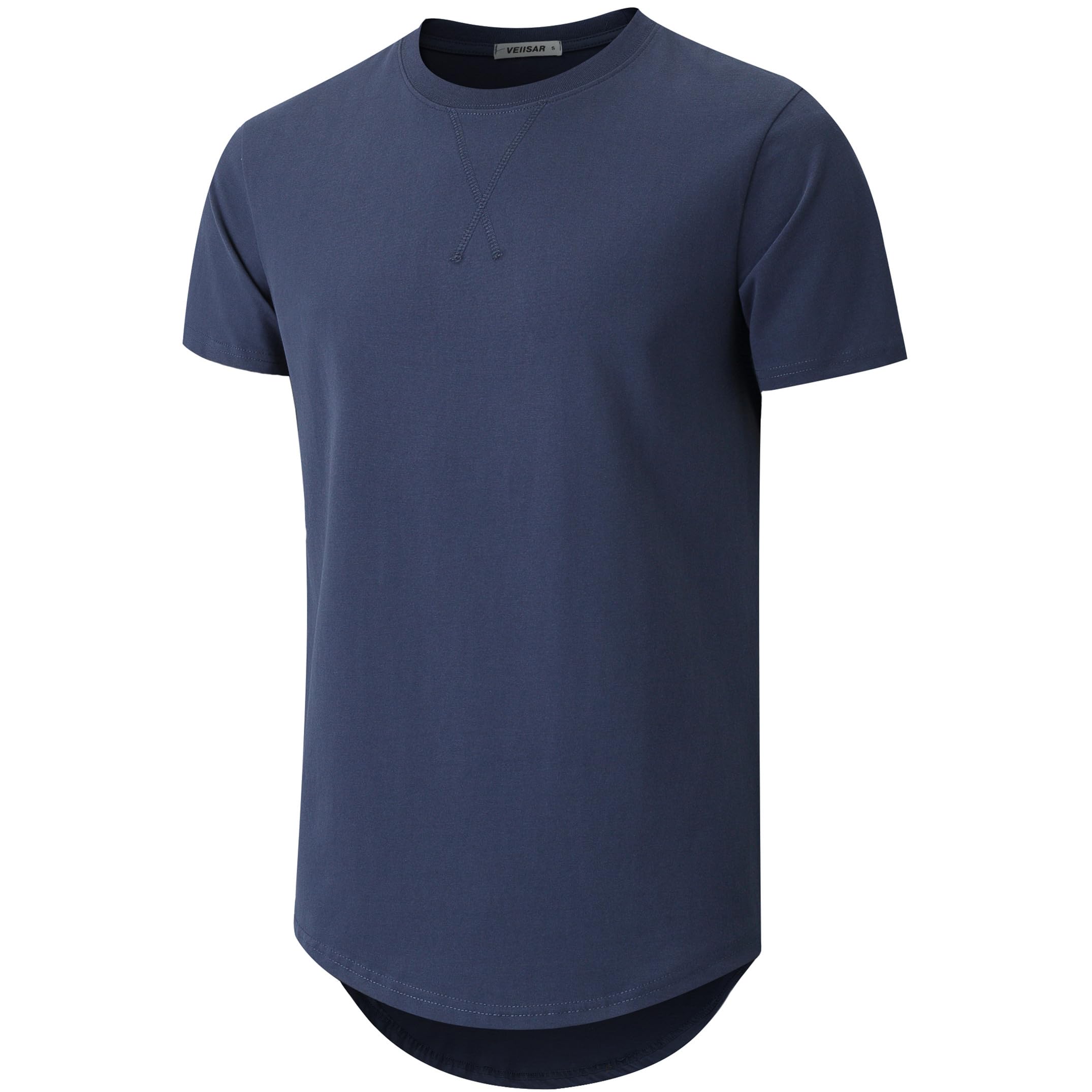 VEIISAR Herren Dickes Rundhalsmantel T-Shirt mit Herren 100 Baumwolle Heavy Duty Preshrunk Longline Shirt