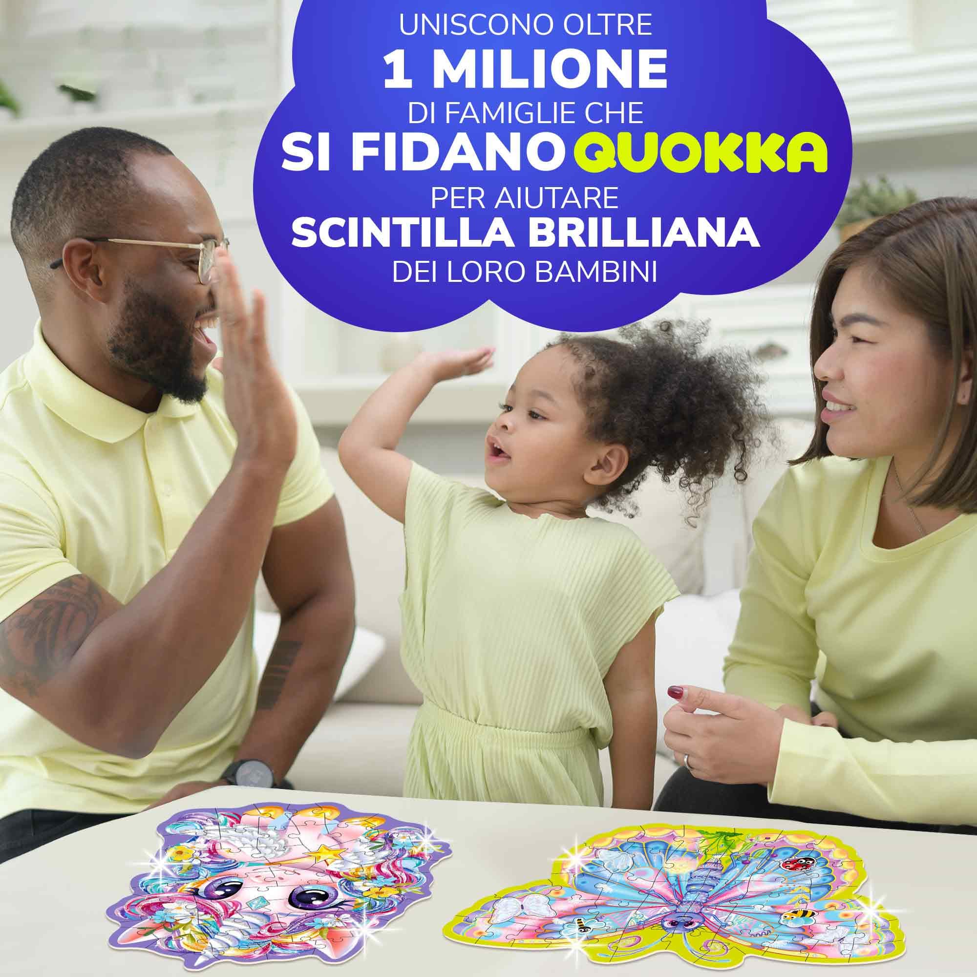 QUOKKA Shimmer Puzzle per Bambini Dai 4 ai 6 Anni - Puzzle a Forma di 48 pezzi - Confezione da 4: Principessa, Sirena, Farfalla e Unicorno - Giocattolo Bambini