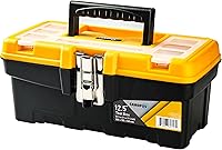 Vista 1 de CANOPUS Plastic Toolbox, 12.5-inch Portable Tool Box with Metallic Clutch, Tool Organizer with Extra Storage Tray for Home Tools, Nails and Pins