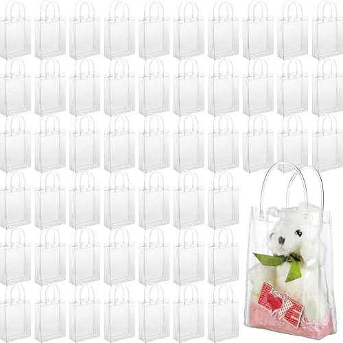 Bolsas de regalo de PVC transparente con asas, bolsas de plástico reutilizables, bolsas de compras transparentes para fiestas de Navidad, bodas,