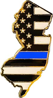 LEO Challenge Coins CL-011 NJ Thin Blue Line New Jersey Police Pin with 2 pin Posts and Deluxe Clasps