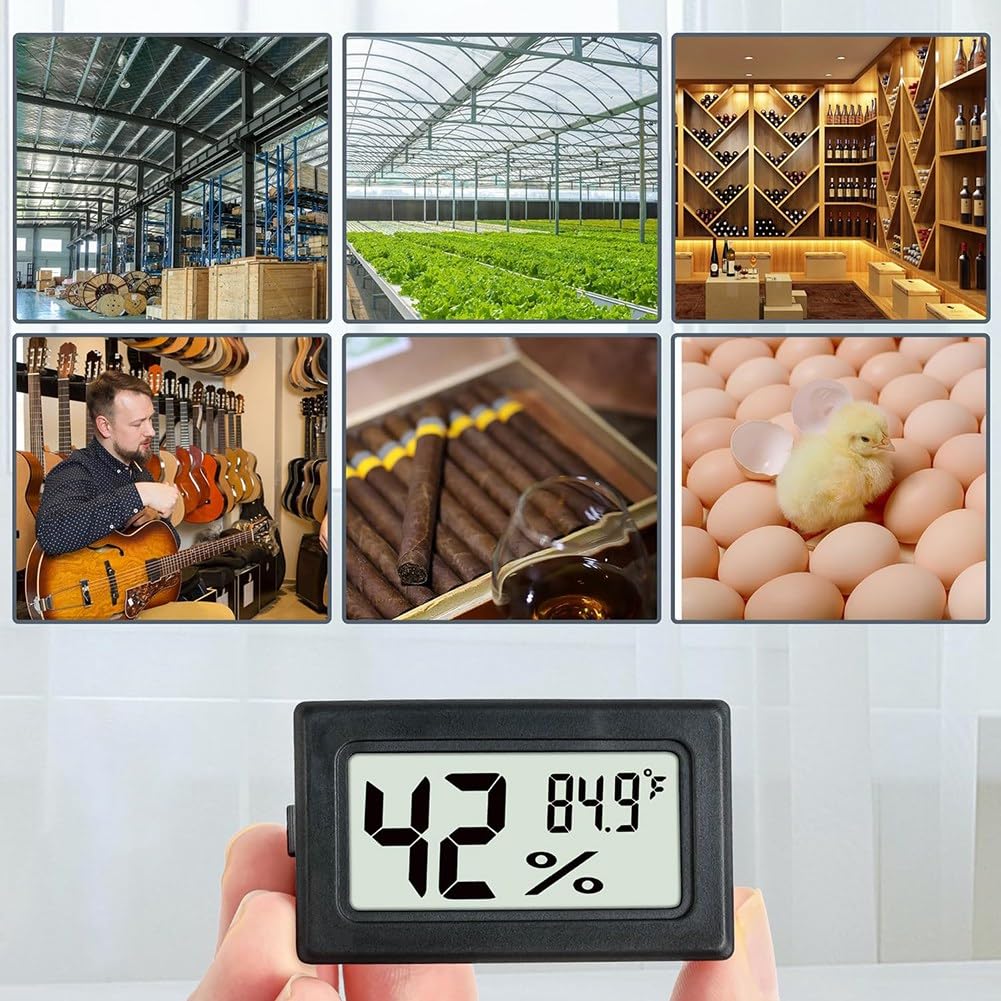6Pcs thermomètres numériques d'intérieur, Mini hygromètre, Thermomètre numérique Humidité avec (℉), Incubateur, Thermomètre d'intérieur pour serre, jardin