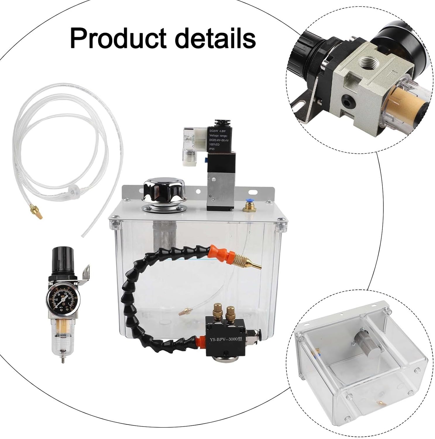 3L CNC Machine Tool Cooling Lubrication Sprayer, with Coolant Pump Oil Mist Magnetic Base Flexible Shaft for Water Diesel Kerosene Cutting Fluids