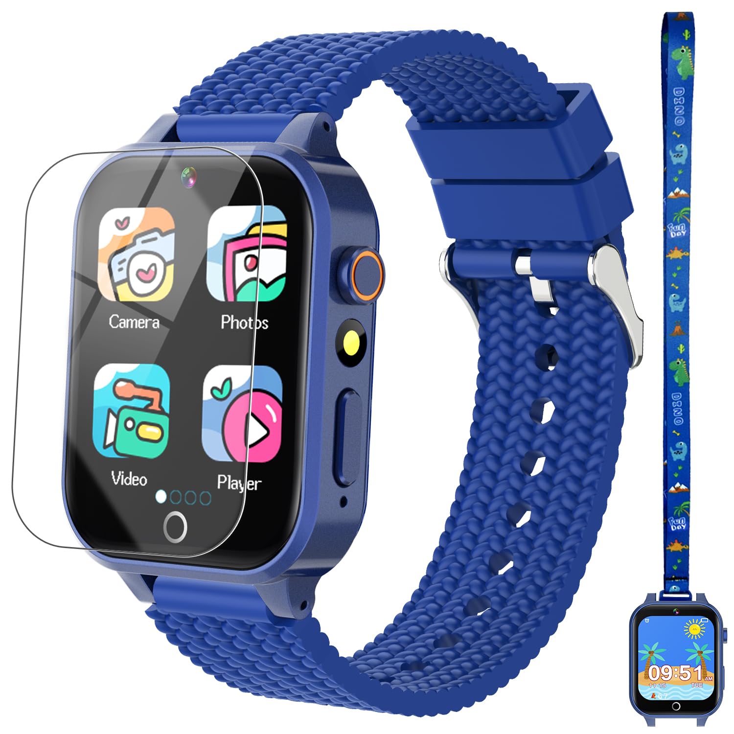 Smart Watch for Kids Boy Gift Ages 3-12, 2 Screen Protector, 26 Puzzle Games, HD Camera Video Music Player Touchscreen Pedometer, Educationtal Toy