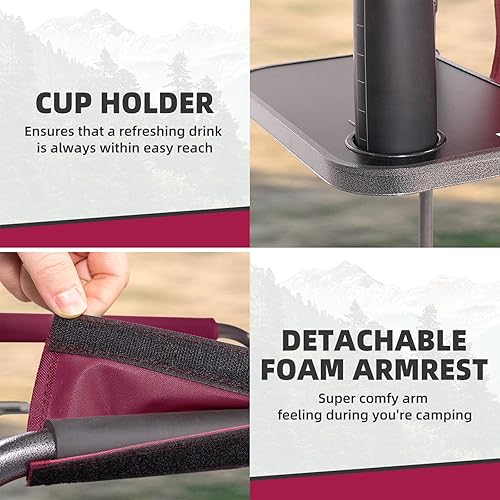 Miniatura 7 de Director - Juego de 2 sillas de campamento con bolsa enfriadora y bandeja lateral plegable, silla de césped plegable resistente de 400 libras, silla