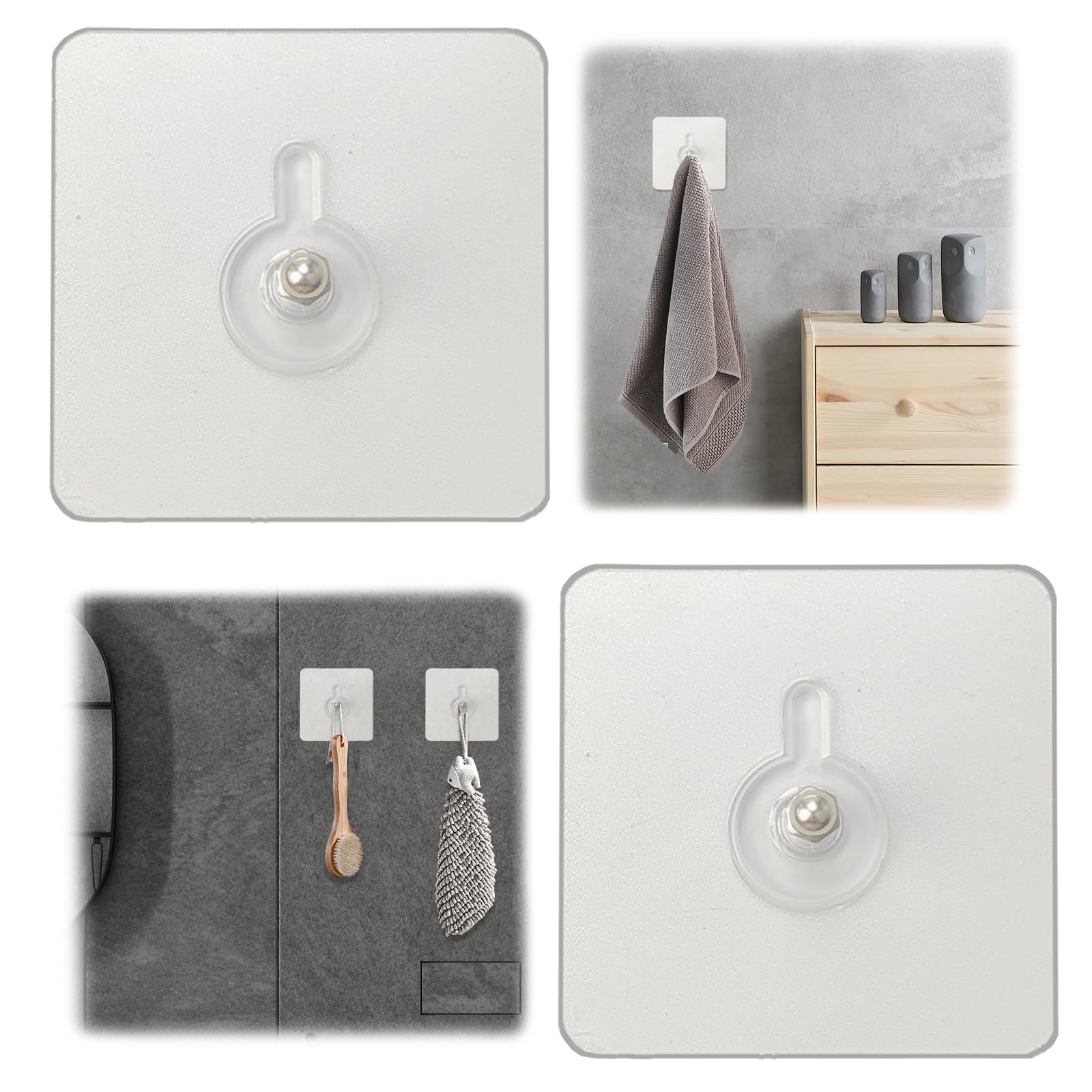 Set di 24 Viti Adesive Extra Forti, Ganci da Parete Autoadesivi Senza Foratura per Piastrelle, Trasparenti e Impermeabili, per Appendere Quadri, Poster, Decorazioni in Bagno, Cucina e Ripostiglio