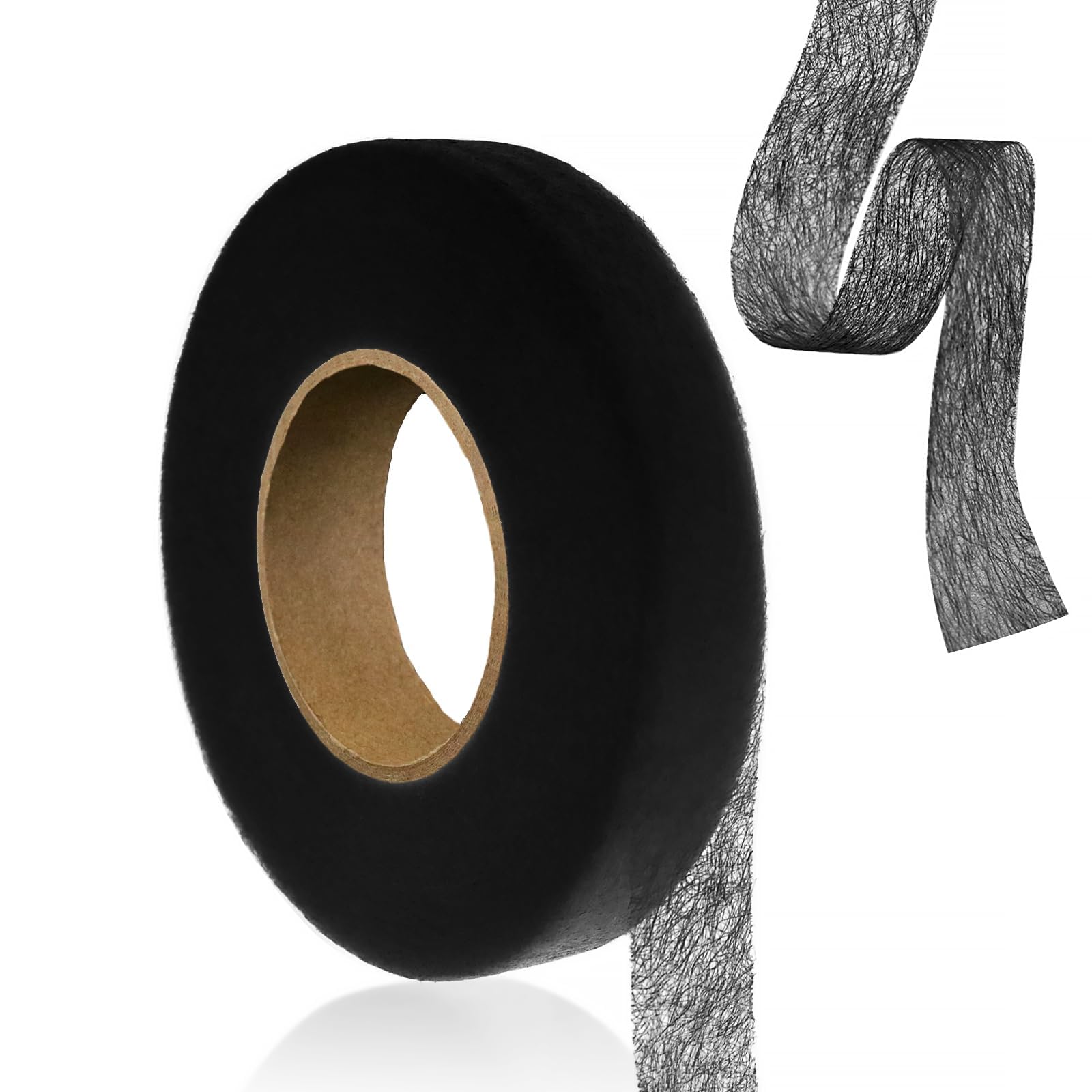 Redamancy Saumband Zum Aufbügeln - 64 m Klebeband, 20mm Breite - Selbstklebendes Bügelband Zum Reparieren Von Stoff, Vorhang, Gardinen, Hosen, Kleidung, Jeans (Schwarz)