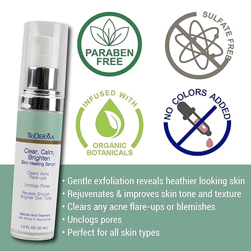 Miniatura 3 de TriDerma Suero claro, calmado e iluminado para la piel con 2% de ácido salicílico y niacinamida que revela una piel más suave, brillante y uniforme,