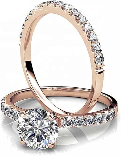 Diamond Jewelry 925 Sterling Silver 3CT Created Moissanite Ring Women Wedding Engagement Ring Band Bridal Set With Rose Gold Finish