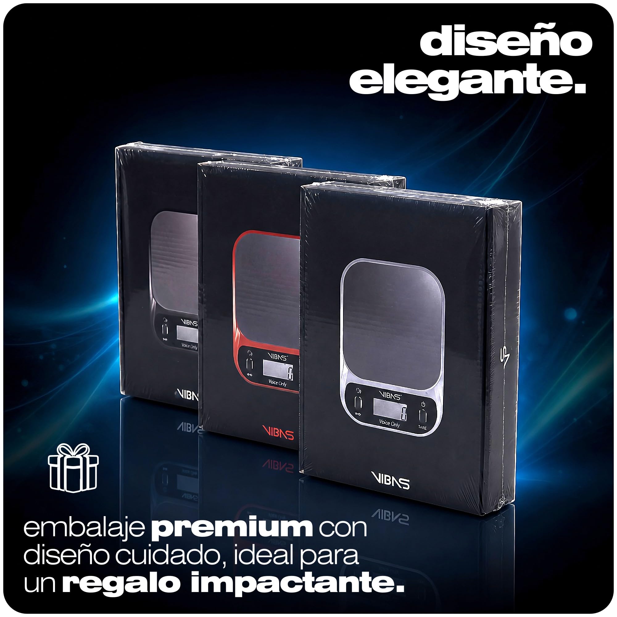 Báscula Parlante VIBAS iVoice Chef con Cuenco, para Mayores y Discapacidad Visual, 5 Idiomas, Señales Sonoras, Repetición del Peso, Volumen Ajustable, Hasta 10 kg, Pilas Incluidas