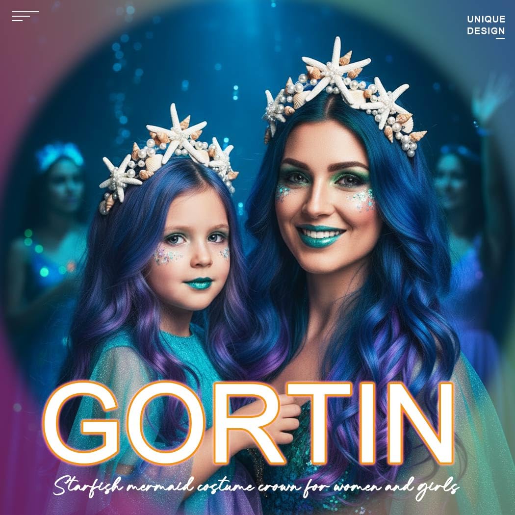 GORTIN Starfish Mermaid Crown and Tiara Silver Wedding Headpiece Seashell Pearl Beach Hair Accessories for Women - Image 3