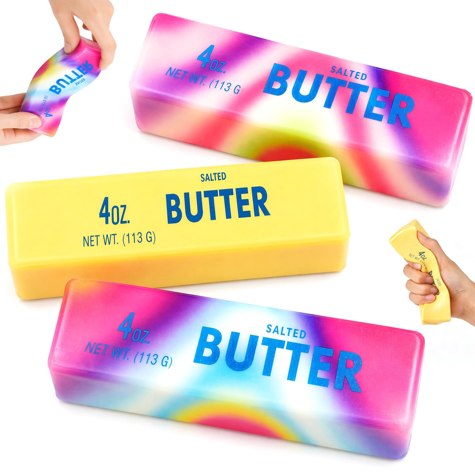 Butter Squishy, 3Pcs Rainbow Butter Squishy Fidget Toys
