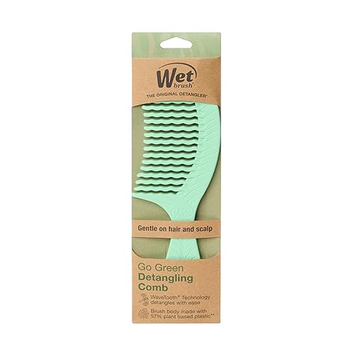 Miniatura 9 de Wet Brush Go Green Tea Tree - Peine de tratamiento con infusión de aceite  Desenredante de cabello de dientes anchos con diseño de dientes ondulados