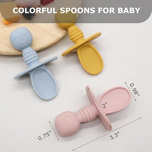 Miniatura 2 de Cucharas de silicona para bebés de más de 3 meses, utensilios para niños pequeños, suministros de alimentación de destete LED para bebés de primera