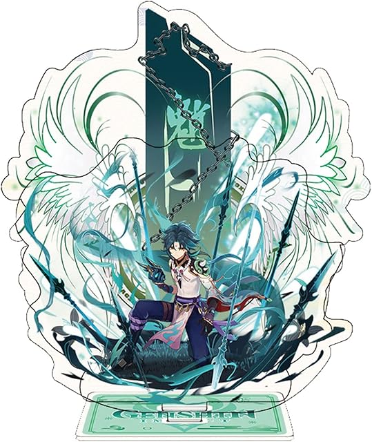 Double layer Genshin Impact Acrylic Stand Figure,Xiao,Hu Tao CosPlay Liyue All game characters Acrylic Peripheral Ornaments Collections for FansXiao