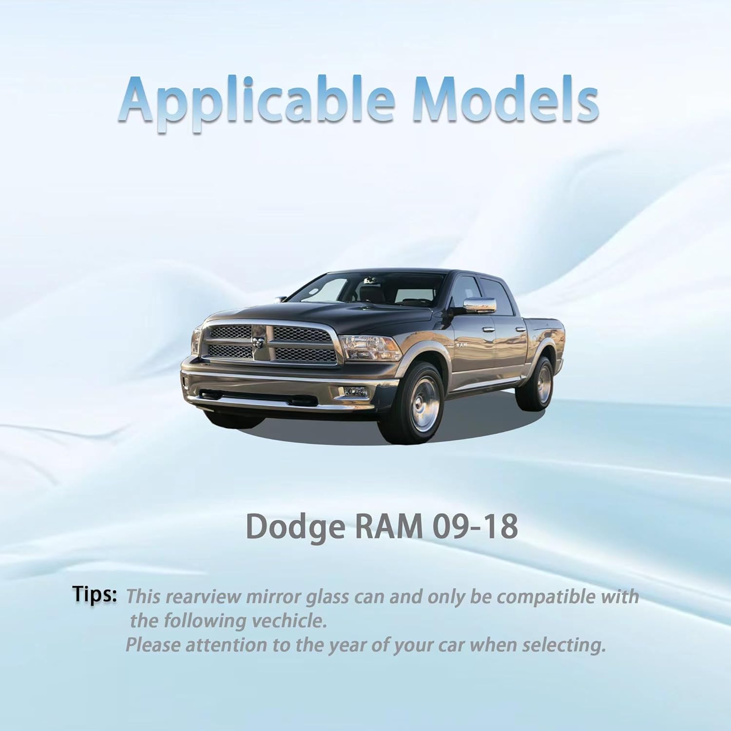 Right Passenger Side Mirror Glass Replacement For Dodge Ram 1500 2500 2009-2018 Right Power Heated Convex Mirror Glass 68079363AA 68050299AA