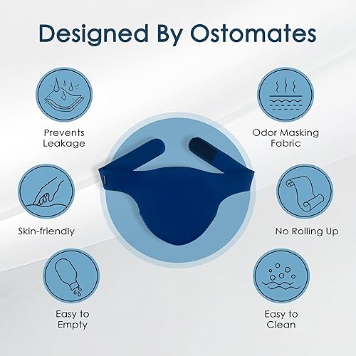 Miniatura 6 de Fundas para bolsas de ostomía, fundas para bolsas de colostomía para hombres y mujeres, suministros de ostomía, cinturón de ostomía azul oscuro (XL)