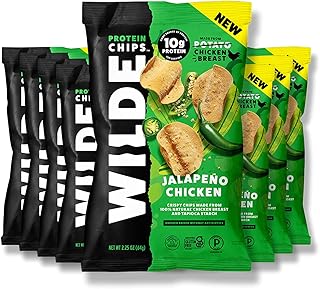 Jalapeño Chicken Chips by Wilde Chips, Thin and Crispy, High Protein, Certified Paleo, Made with Real Chicken, 2.25oz Bag (8 Pack)