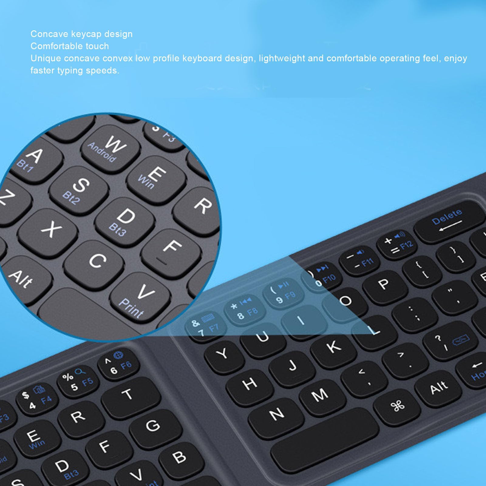 Tosuny Tastiera Bluetooth Pieghevole con Touchpad e Tastierino Numerico, Tastiera Wireless Portatile, USB C Ricaricabile, Ultra Sottile e Silenziosa, Tastiere Pieghevoli da Viaggio