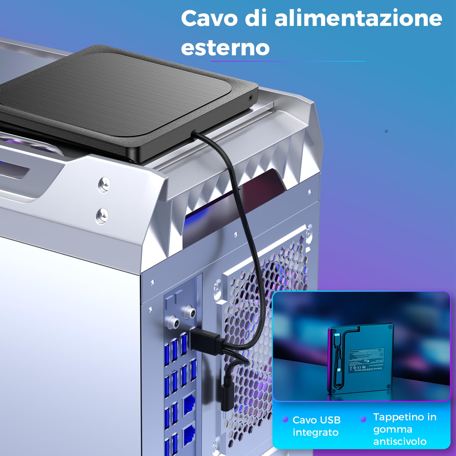 BHHB Lettore DVD Esterno con Finitura Metallica Spazzolata USB 3.0 - Masterizzatore CD/DVD±RW, per Mac e Windows PC, Lettore/Scrittore DVD ROM Compatibile con Laptop, Desktop, Mac, Windows 11/10/8/7