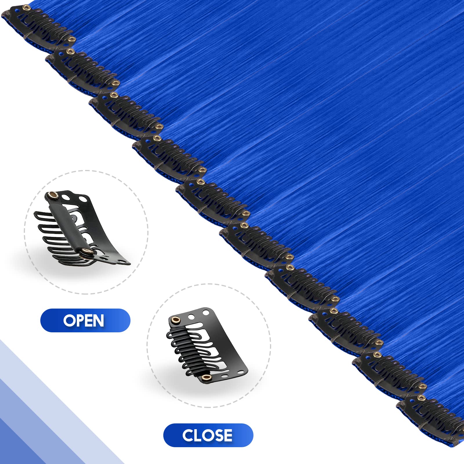 Fascia per capelli con pompon di pelliccia blu, elastico per capelli