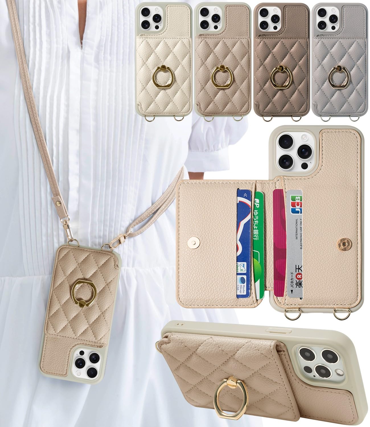 Amazon.co.jp: shinyle ケース iphone15 用 ショルダー キルティング 